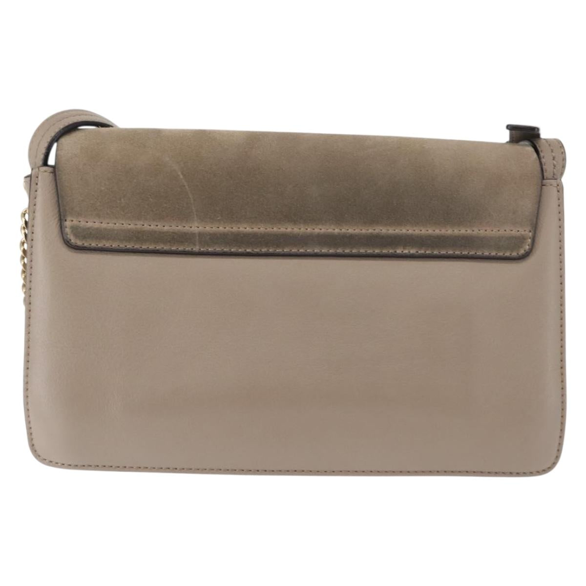 Chloe Fay Shoulder Bag Suede Leather Beige Gold Auth BA6627