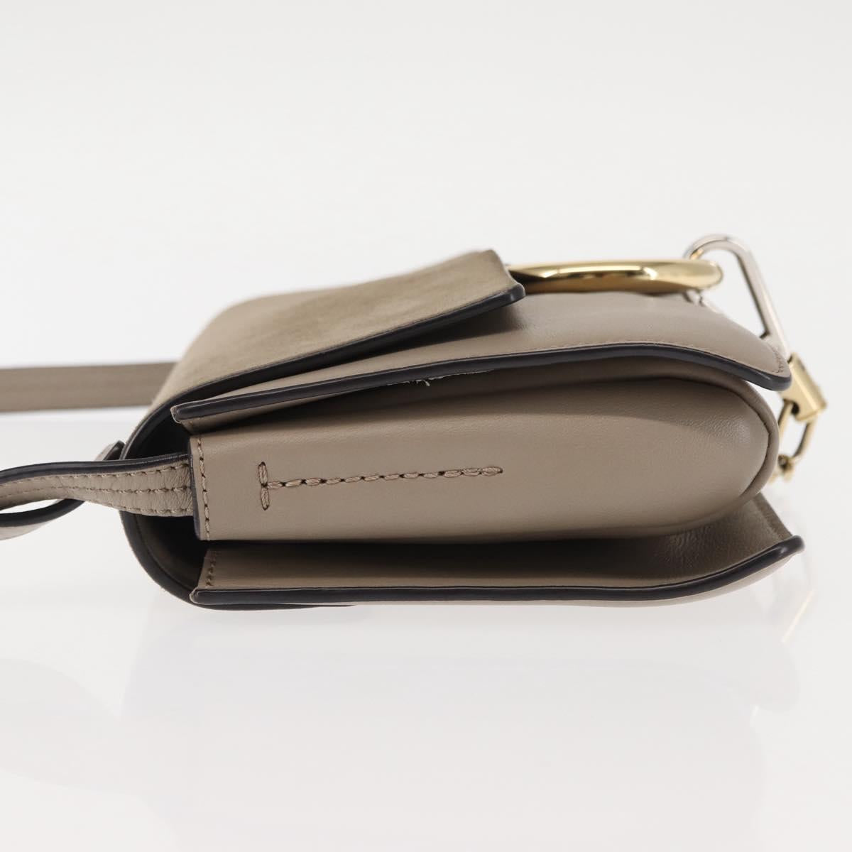 Chloe Fay Shoulder Bag Suede Leather Beige Gold Auth BA6627