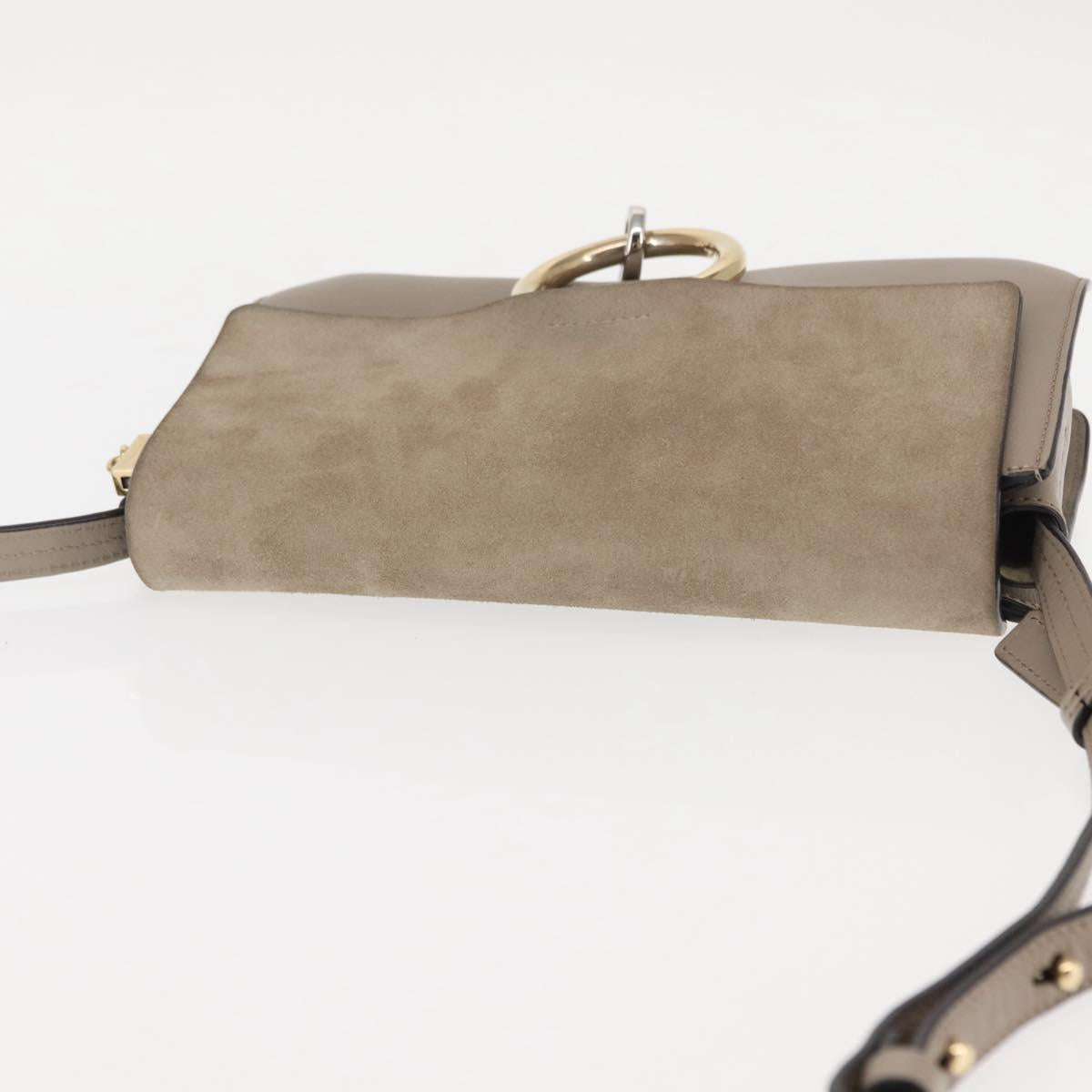 Chloe Fay Shoulder Bag Suede Leather Beige Gold Auth BA6627