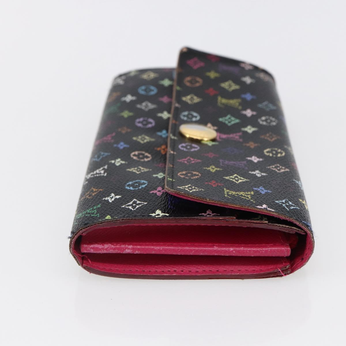 LOUIS VUITTON Multicolor Portefeiulle Sarah Wallet Black M60668 LV Auth BA6628