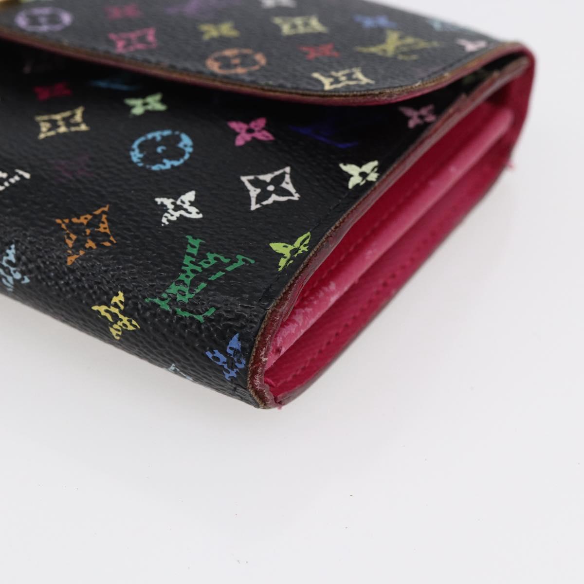 LOUIS VUITTON Multicolor Portefeiulle Sarah Wallet Black M60668 LV Auth BA6628