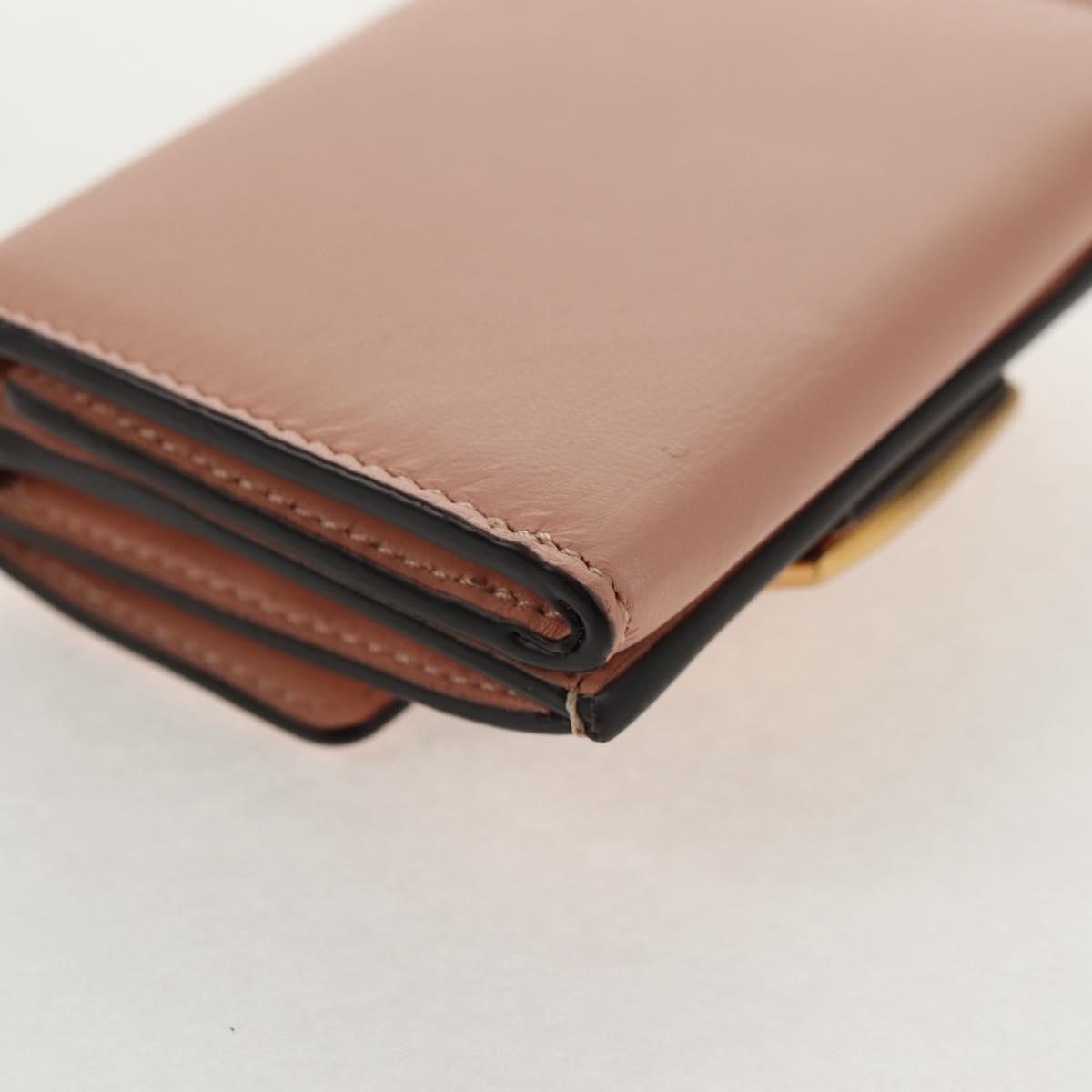 FENDI Zucca Canvas Trifold Wallet Leather Pink Gold Auth BA6630M