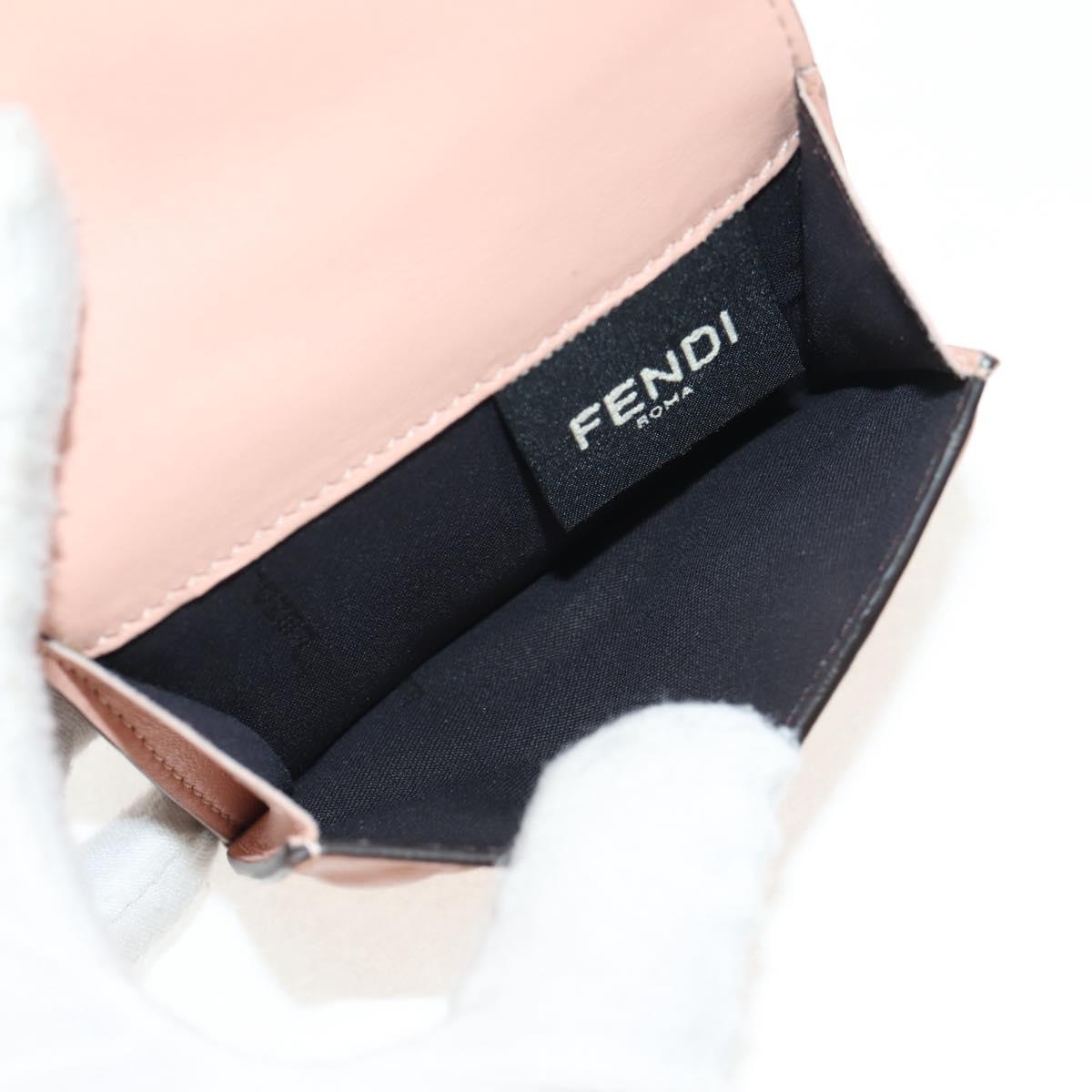 FENDI Zucca Canvas Trifold Wallet Leather Pink Gold Auth BA6630M