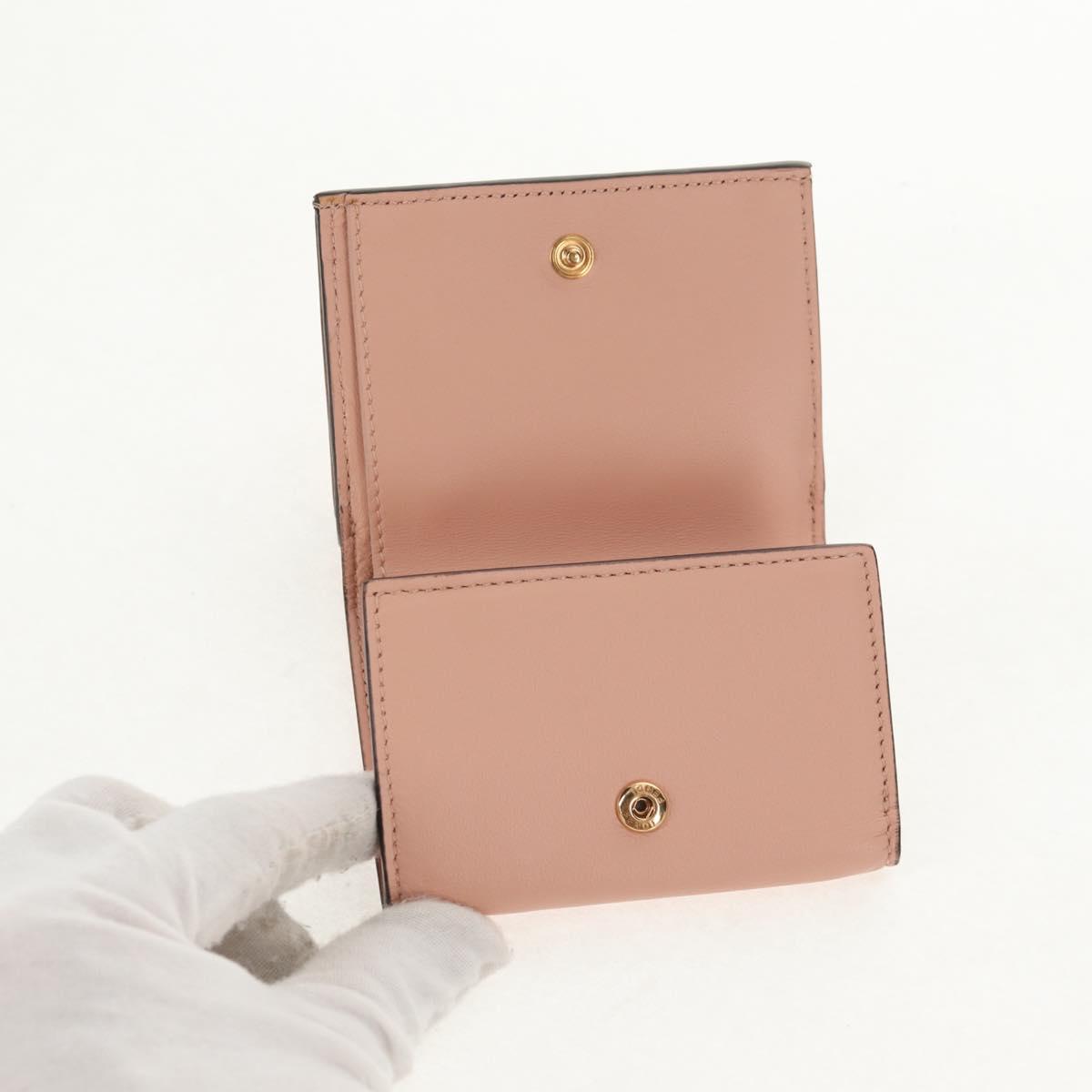 FENDI Zucca Canvas Trifold Wallet Leather Pink Gold Auth BA6630M