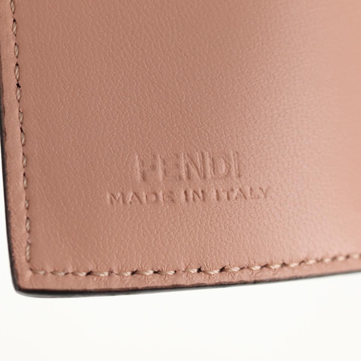 FENDI Zucca Canvas Trifold Wallet Leather Pink Gold Auth BA6630M