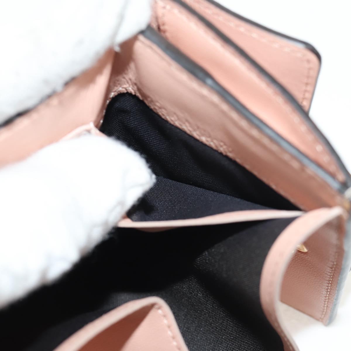 FENDI Zucca Canvas Trifold Wallet Leather Pink Gold Auth BA6630M