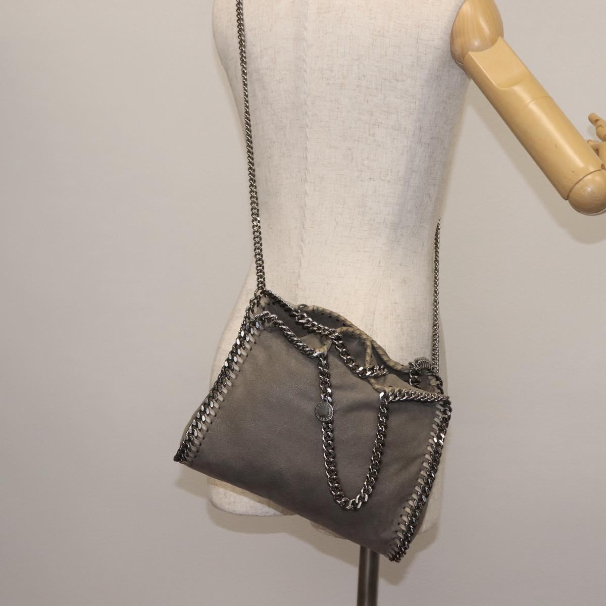 Stella MacCartney Chain Falabella Bag Suede Gray Silver 371223 Auth BA6633