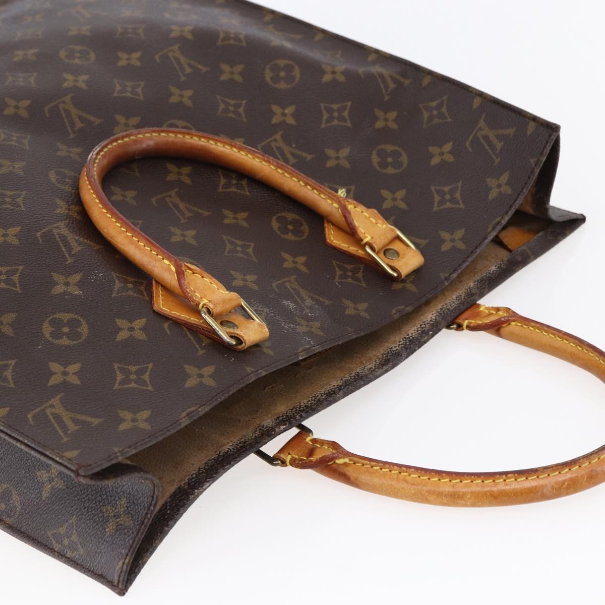LOUIS VUITTON Monogram Sac Plat Hand Bag M51140 LV Auth BA6669