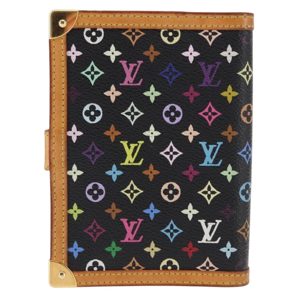 LOUIS VUITTON Multicolor Agenda PM Day Planner Cover Black R20895 LV Auth BA6675