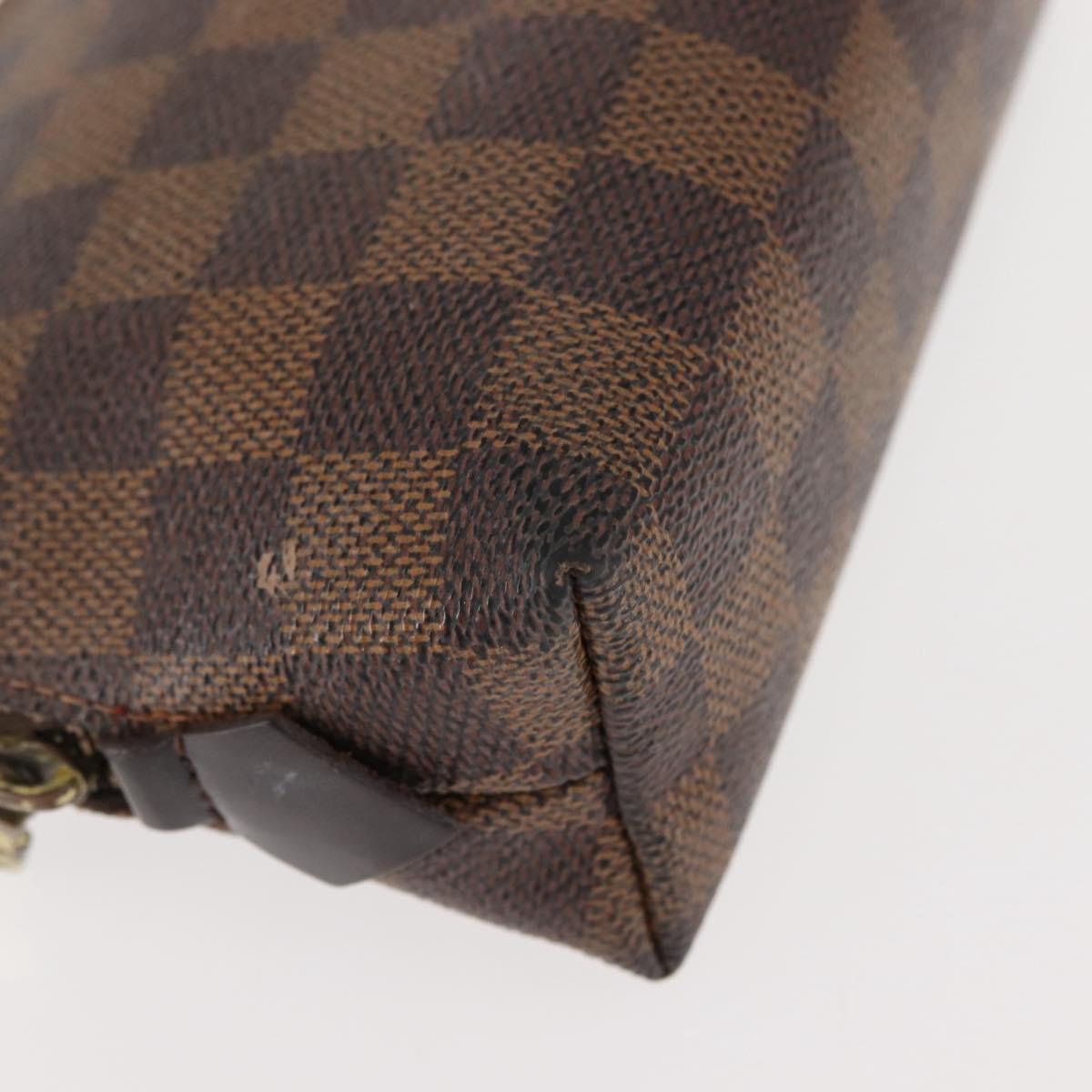LOUIS VUITTON Damier Ebene Pochette Cosmetic PM Pouch N47516 LV Auth BA6685