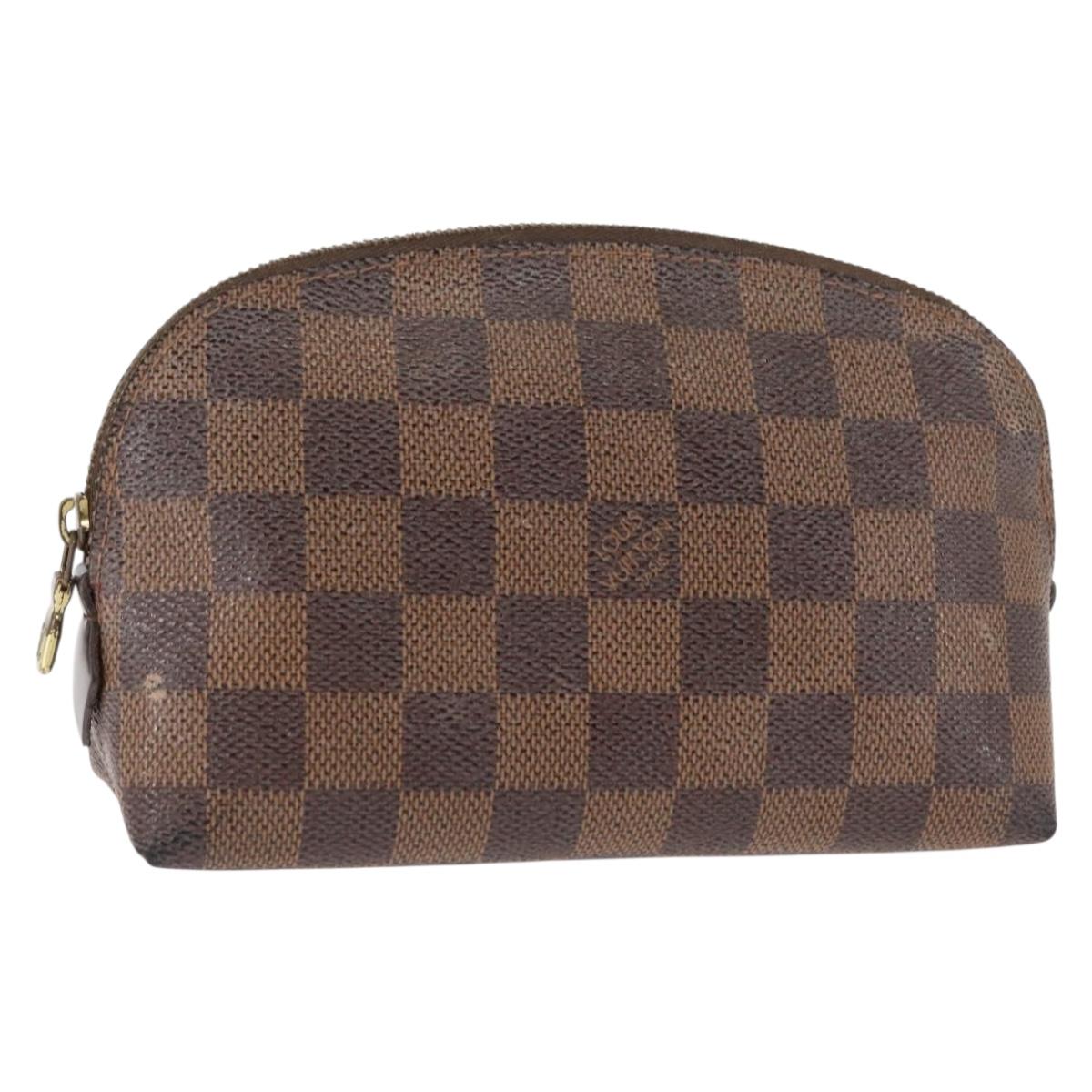 LOUIS VUITTON Damier Ebene Pochette Cosmetic PM Pouch N47516 LV Auth BA6685