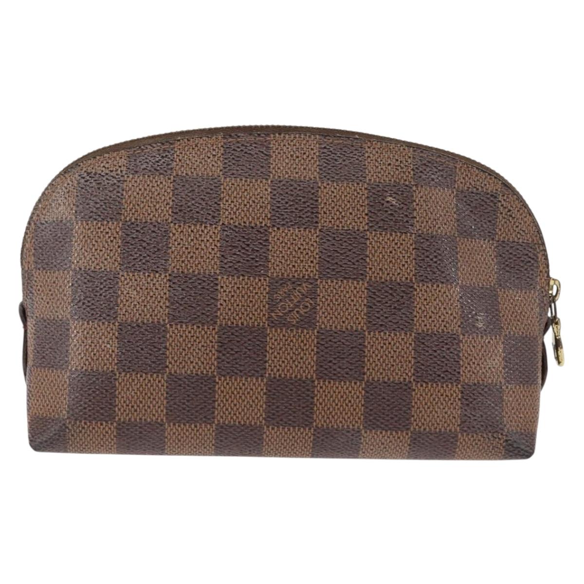 LOUIS VUITTON Damier Ebene Pochette Cosmetic PM Pouch N47516 LV Auth BA6685