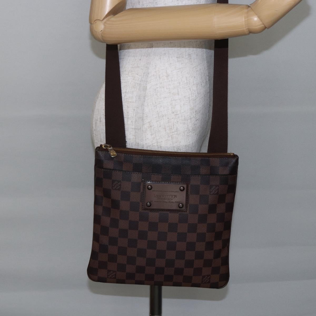 LOUIS VUITTON Damier Ebene Pochette Platt Brooklyn Bag N41100 LV Auth BA6686