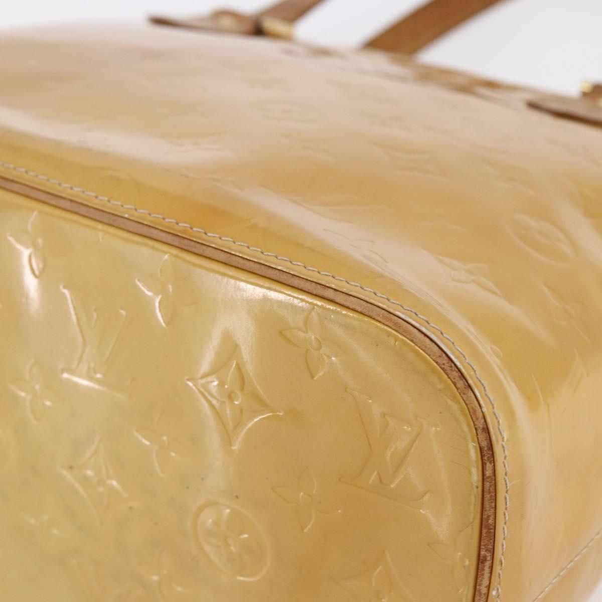 LOUIS VUITTON Monogram Vernis Houston Hand Bag Beige M91004 LV Auth BA6703