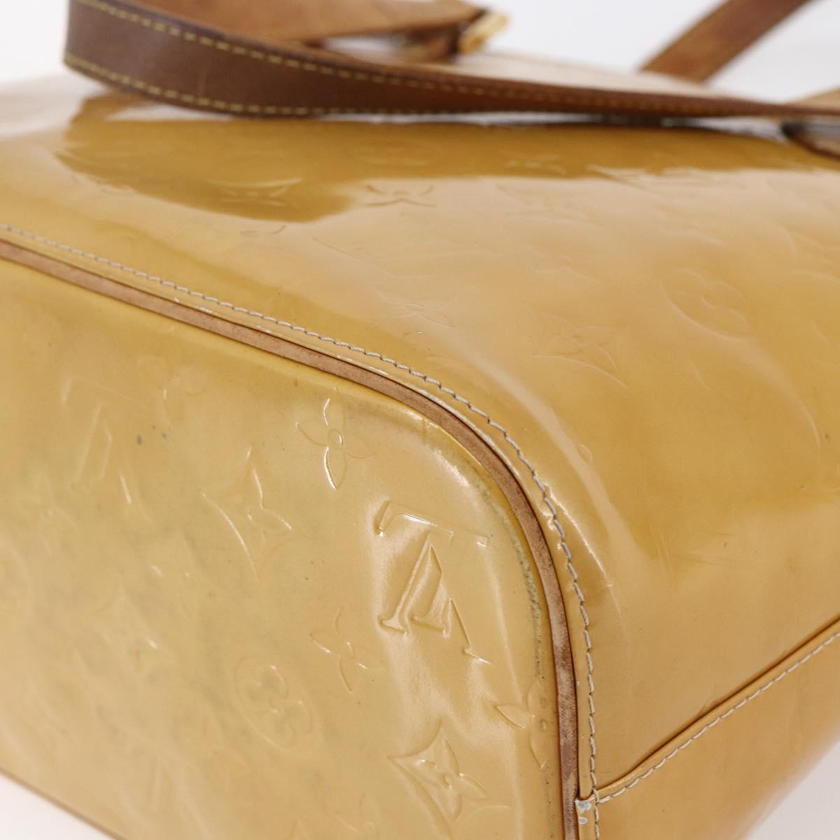 LOUIS VUITTON Monogram Vernis Houston Hand Bag Beige M91004 LV Auth BA6703