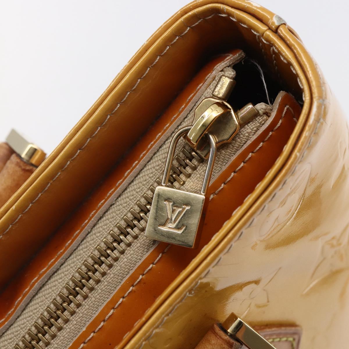 LOUIS VUITTON Monogram Vernis Houston Hand Bag Beige M91004 LV Auth BA6703