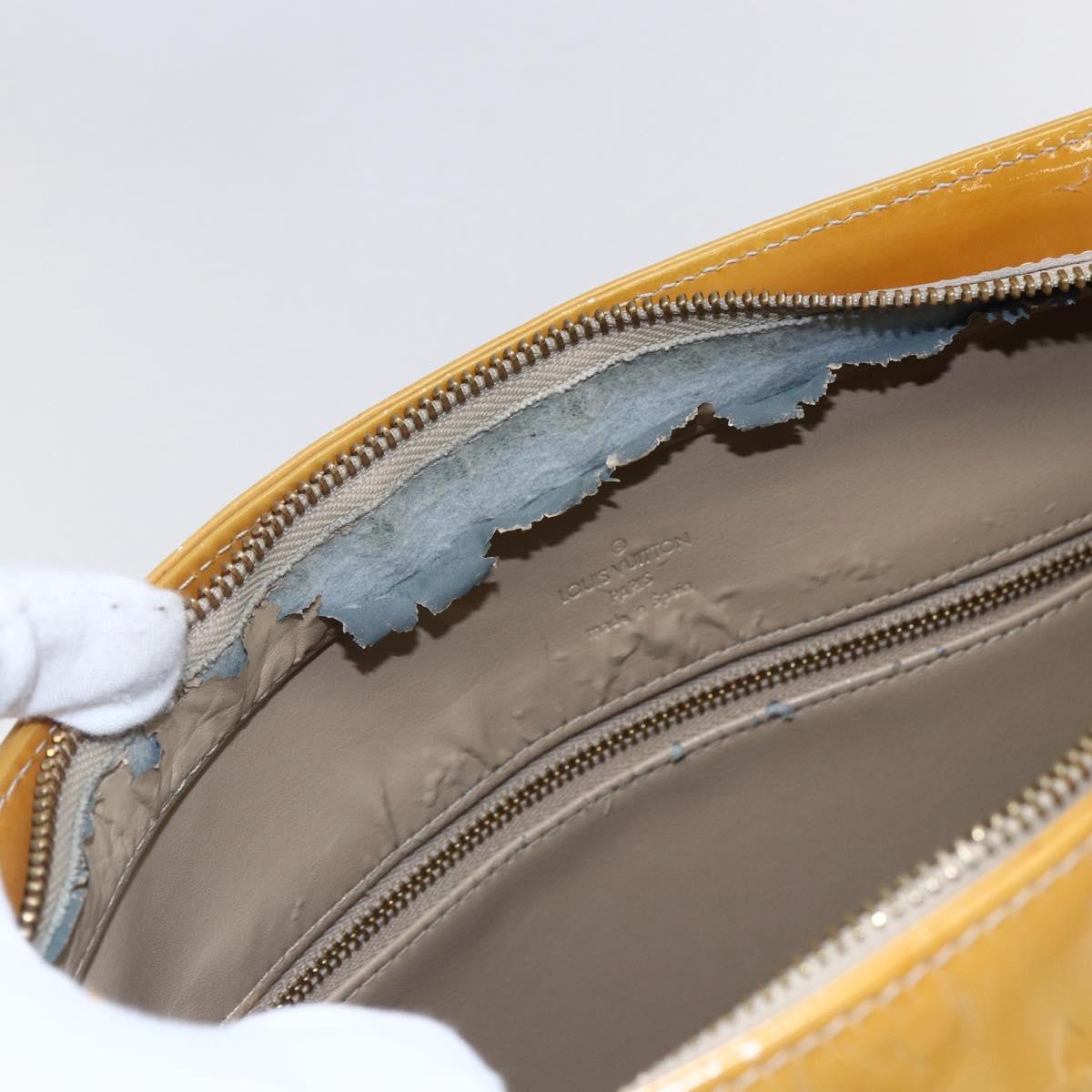 LOUIS VUITTON Monogram Vernis Houston Hand Bag Beige M91004 LV Auth BA6703