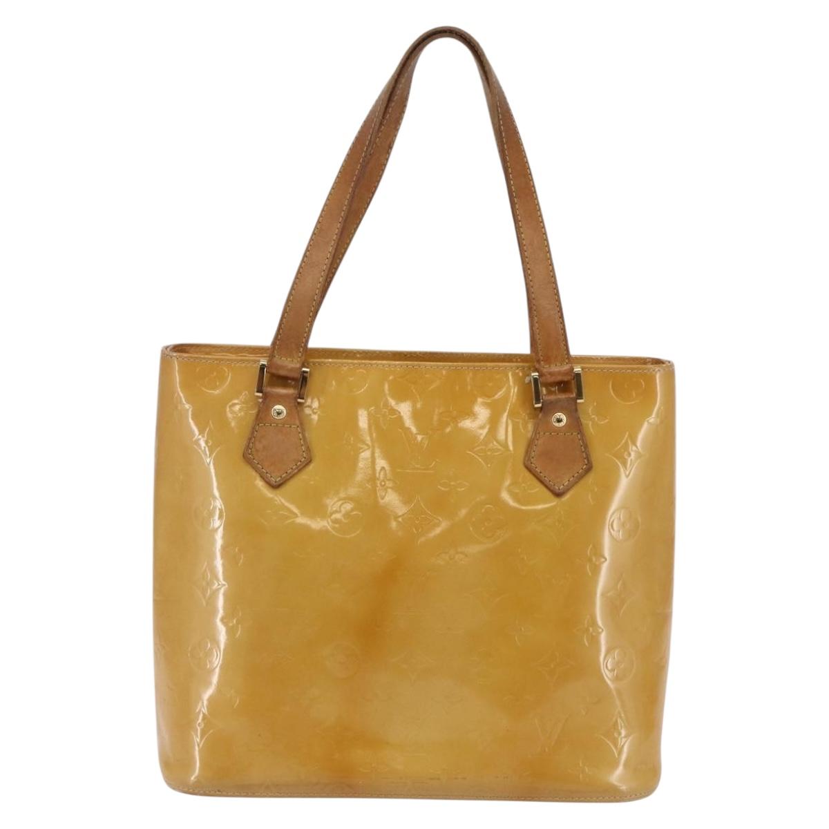 LOUIS VUITTON Monogram Vernis Houston Hand Bag Beige M91004 LV Auth BA6703