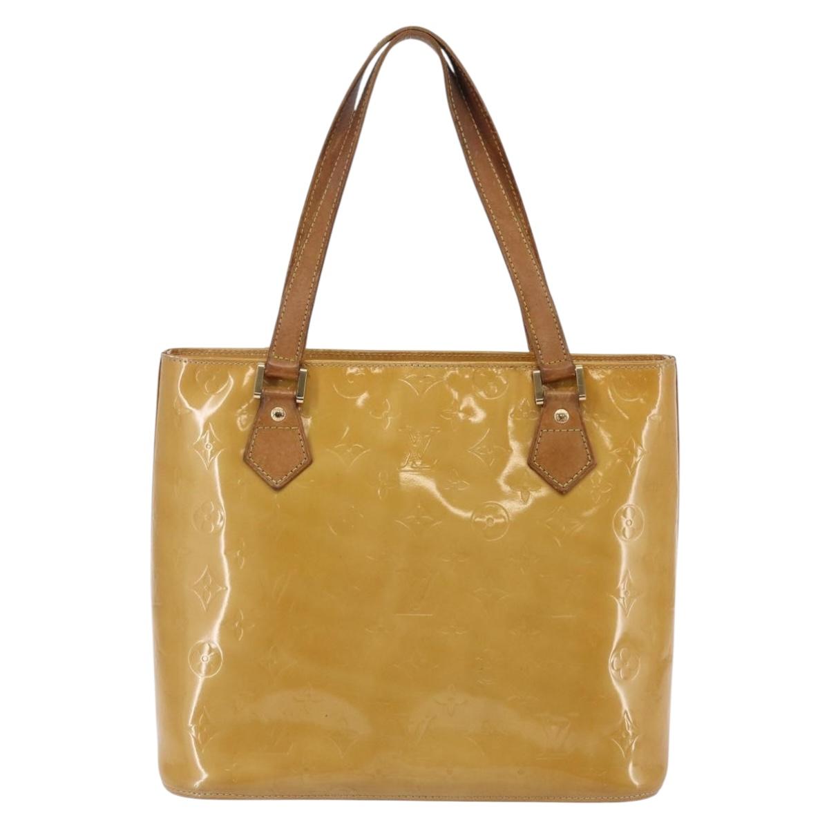 LOUIS VUITTON Monogram Vernis Houston Hand Bag Beige M91004 LV Auth BA6703