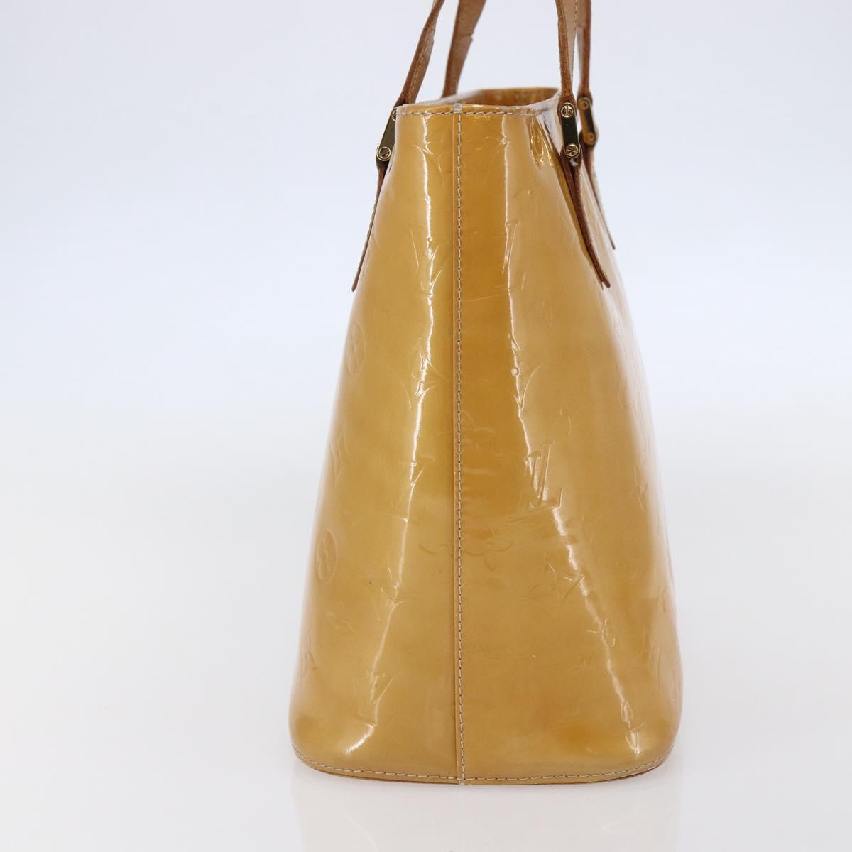 LOUIS VUITTON Monogram Vernis Houston Hand Bag Beige M91004 LV Auth BA6703