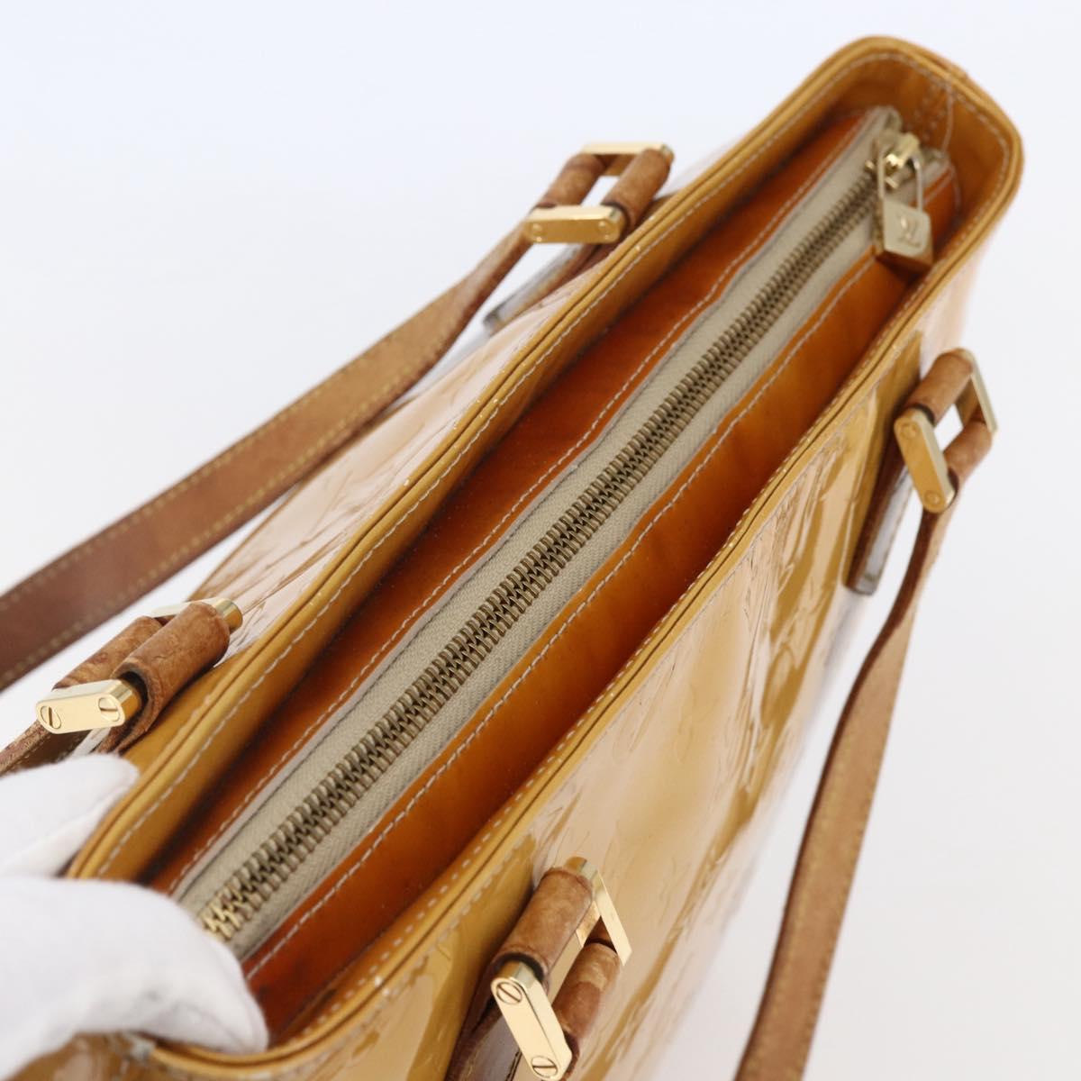 LOUIS VUITTON Monogram Vernis Houston Hand Bag Beige M91004 LV Auth BA6703