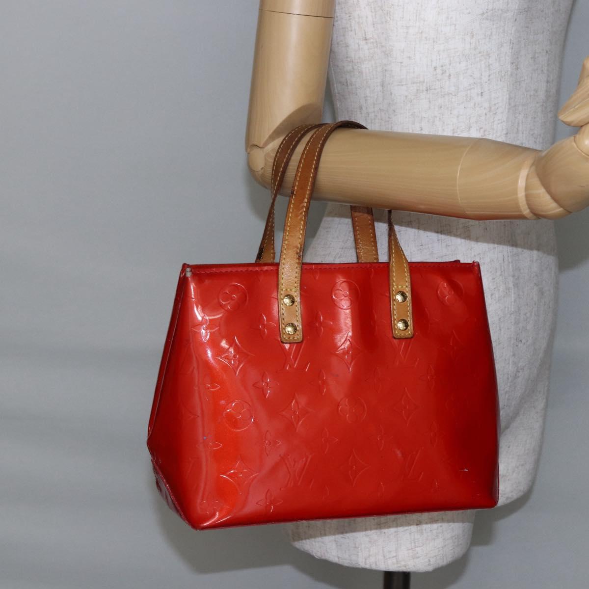 LOUIS VUITTON Monogram Vernis Reade PM Hand Bag Red Rouge M91088 LV Auth BA6708