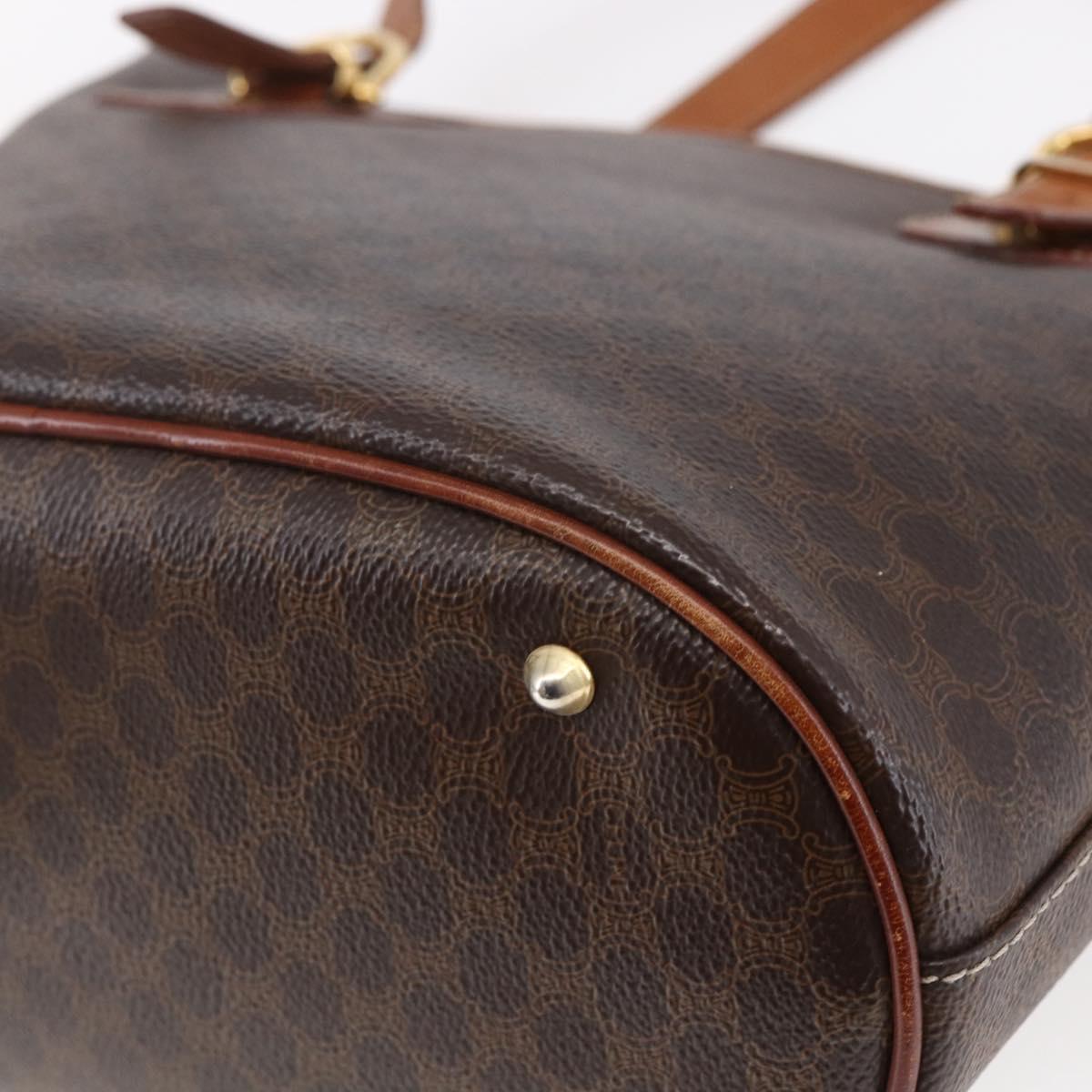 CELINE Macadam Canvas Tote Bag PVC Leather Brown Auth BA6719