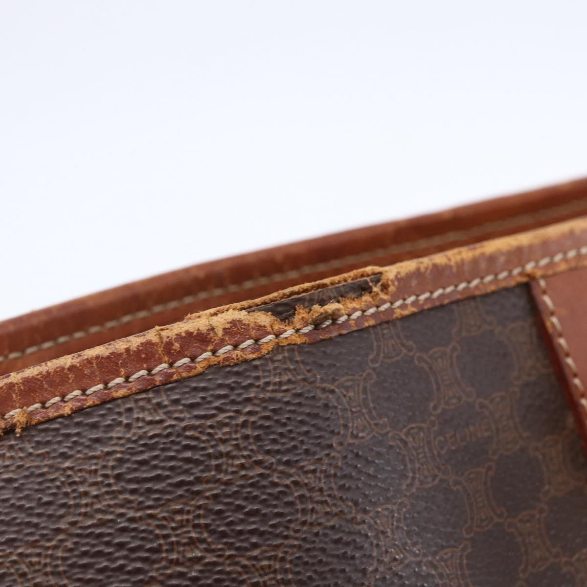 CELINE Macadam Canvas Tote Bag PVC Leather Brown Auth BA6719