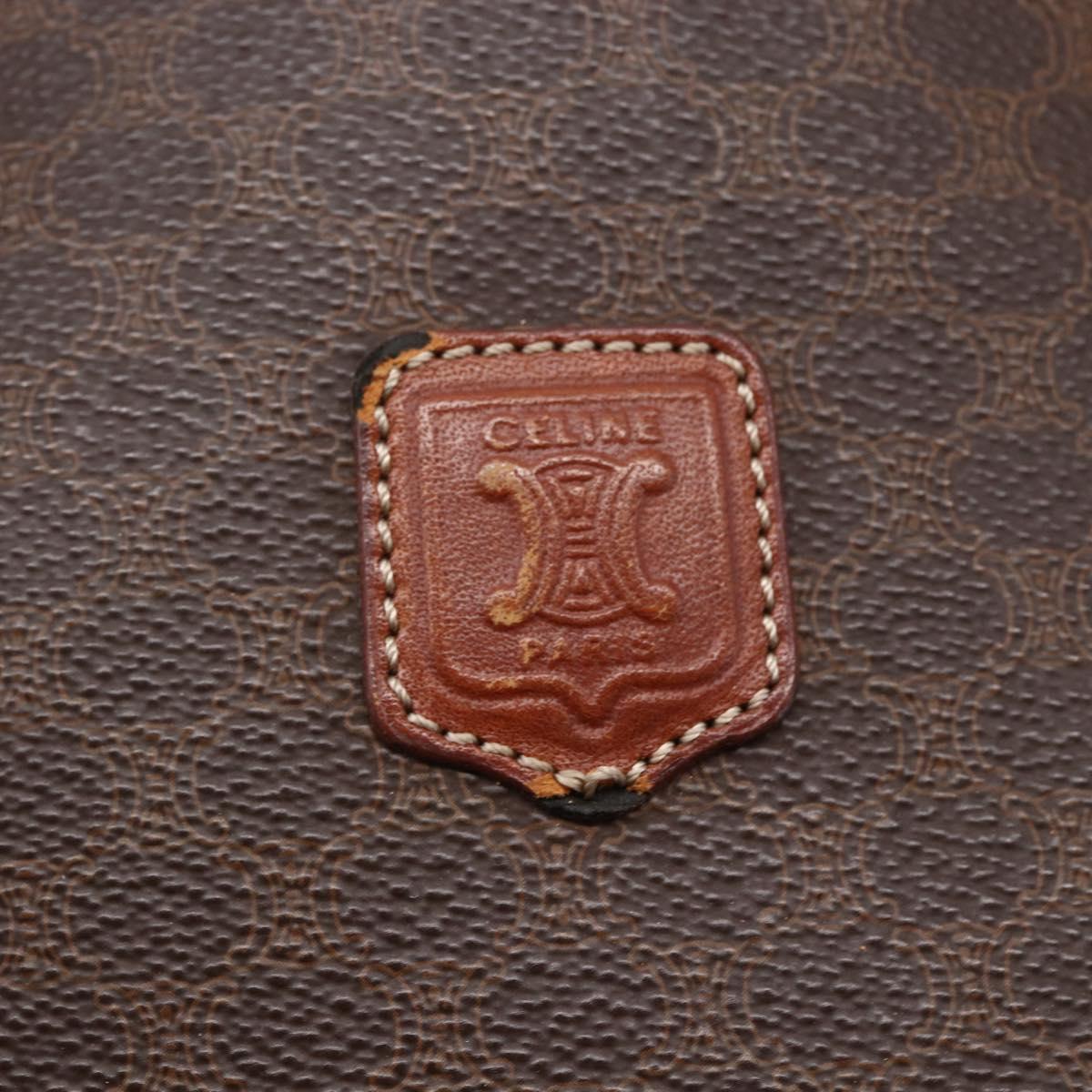 CELINE Macadam Canvas Tote Bag PVC Leather Brown Auth BA6719