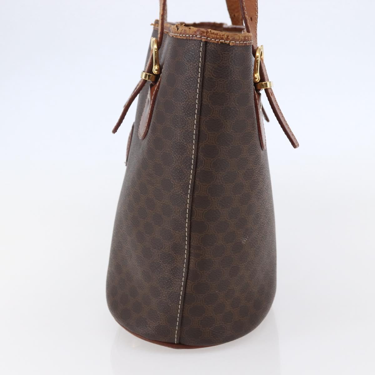 CELINE Macadam Canvas Tote Bag PVC Leather Brown Auth BA6719