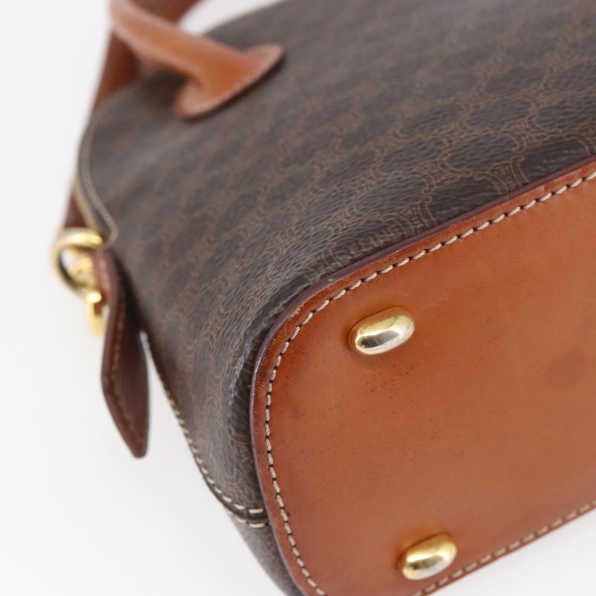 CELINE Macadam Canvas Hand Bag PVC Leather 2way Brown Auth BA6720