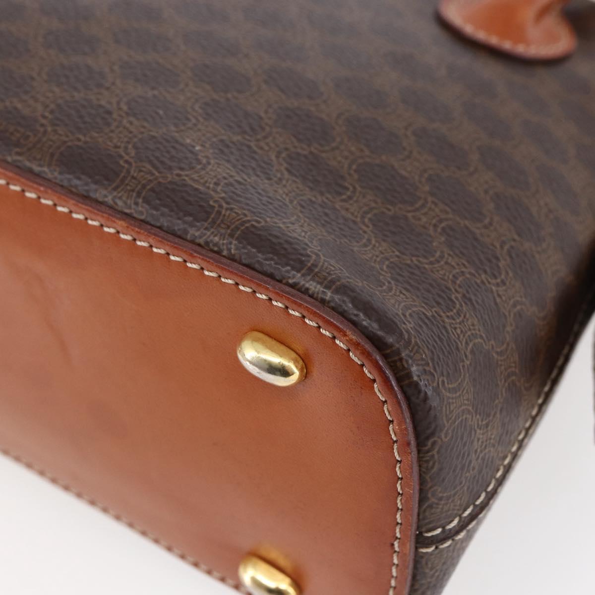 CELINE Macadam Canvas Hand Bag PVC Leather 2way Brown Auth BA6720