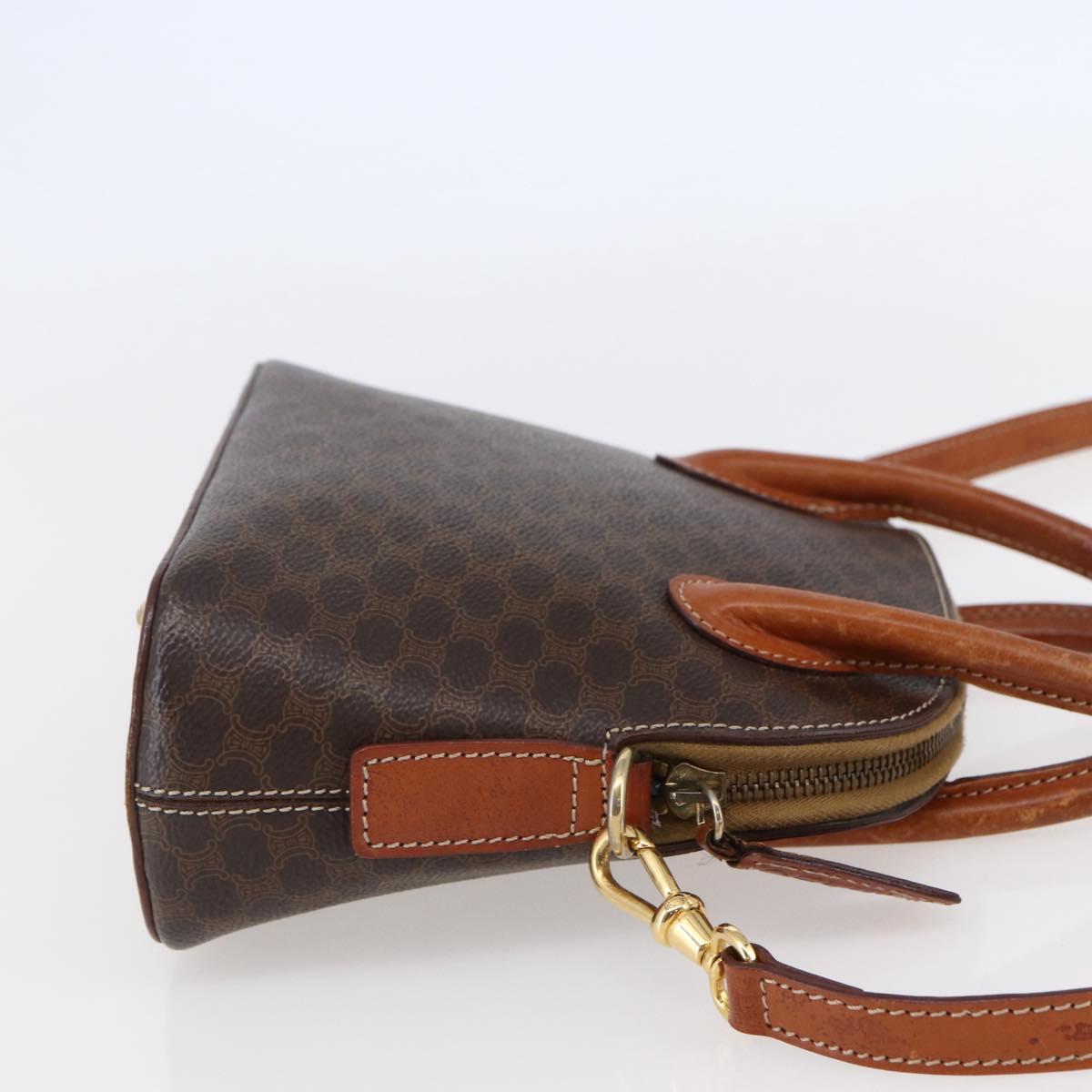 CELINE Macadam Canvas Hand Bag PVC Leather 2way Brown Auth BA6720