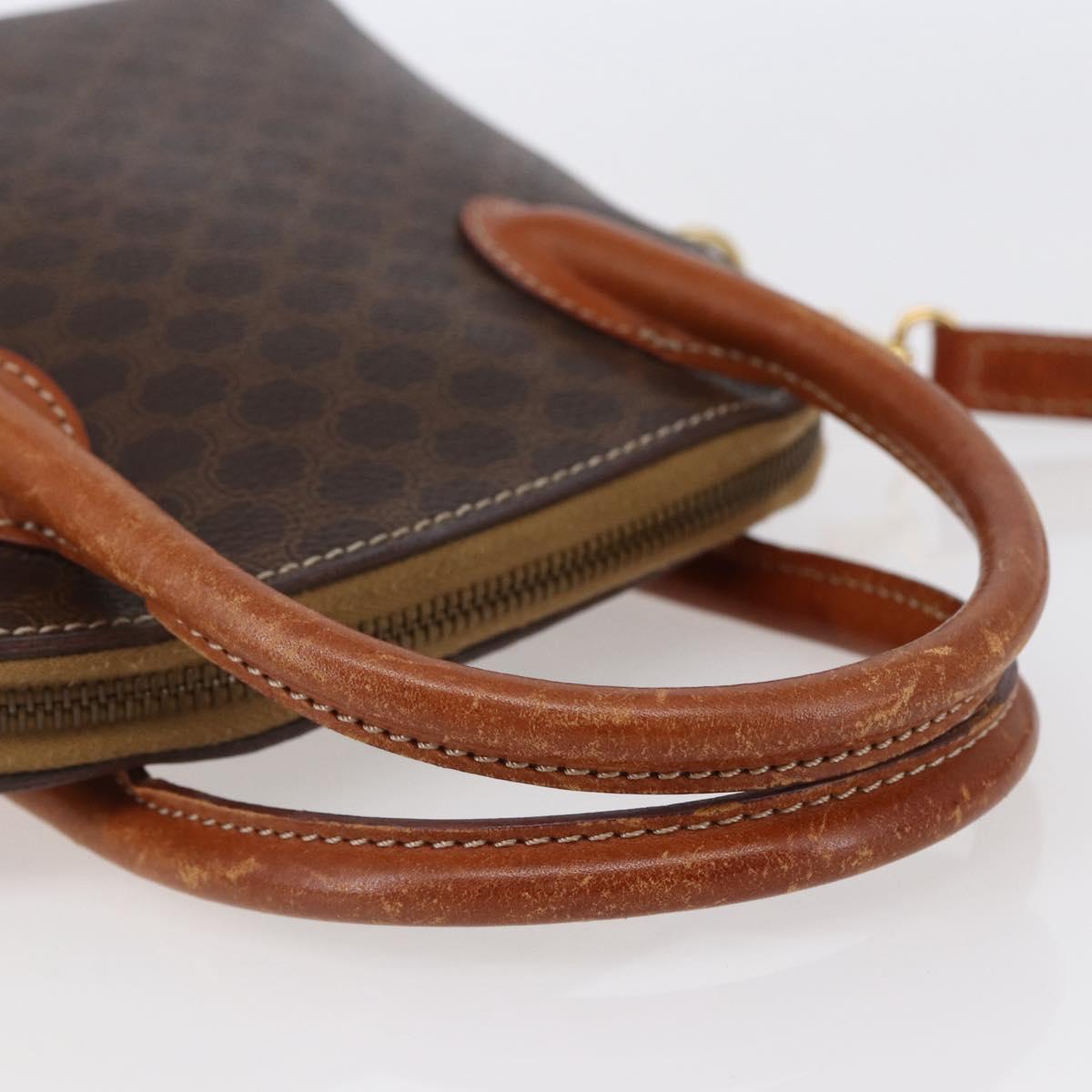 CELINE Macadam Canvas Hand Bag PVC Leather 2way Brown Auth BA6720