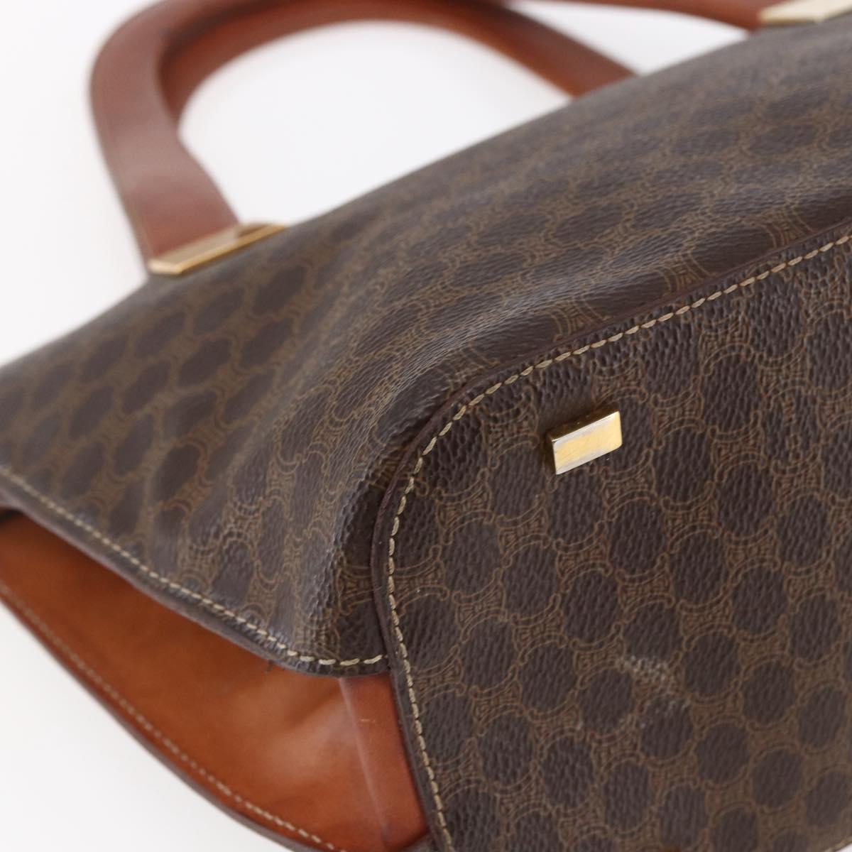CELINE Macadam Canvas Hand Bag PVC Leather Brown Auth BA6721