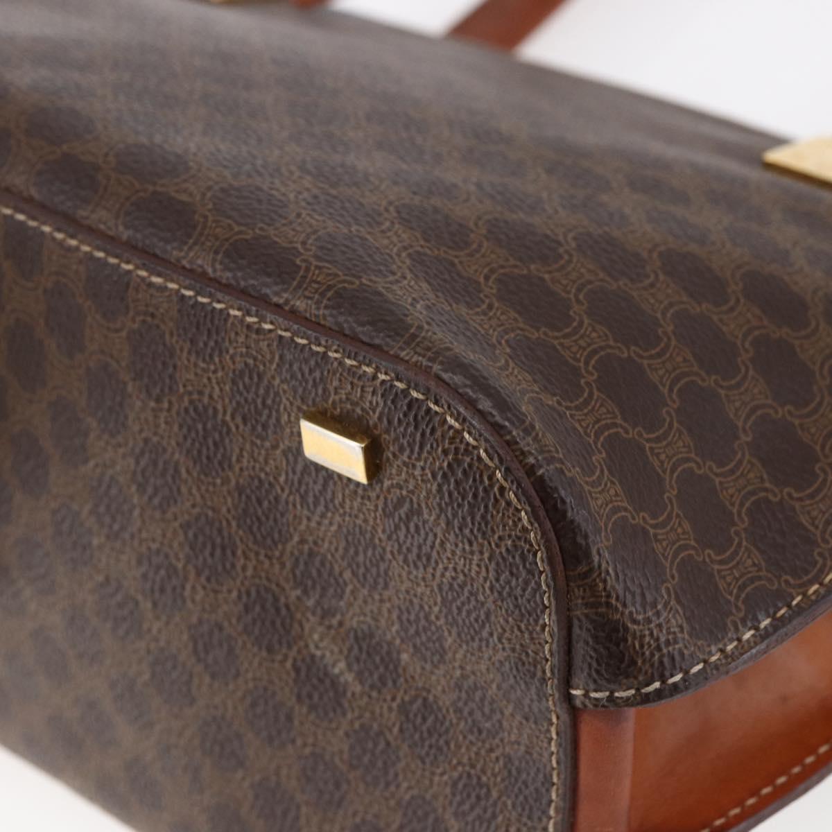 CELINE Macadam Canvas Hand Bag PVC Leather Brown Auth BA6721