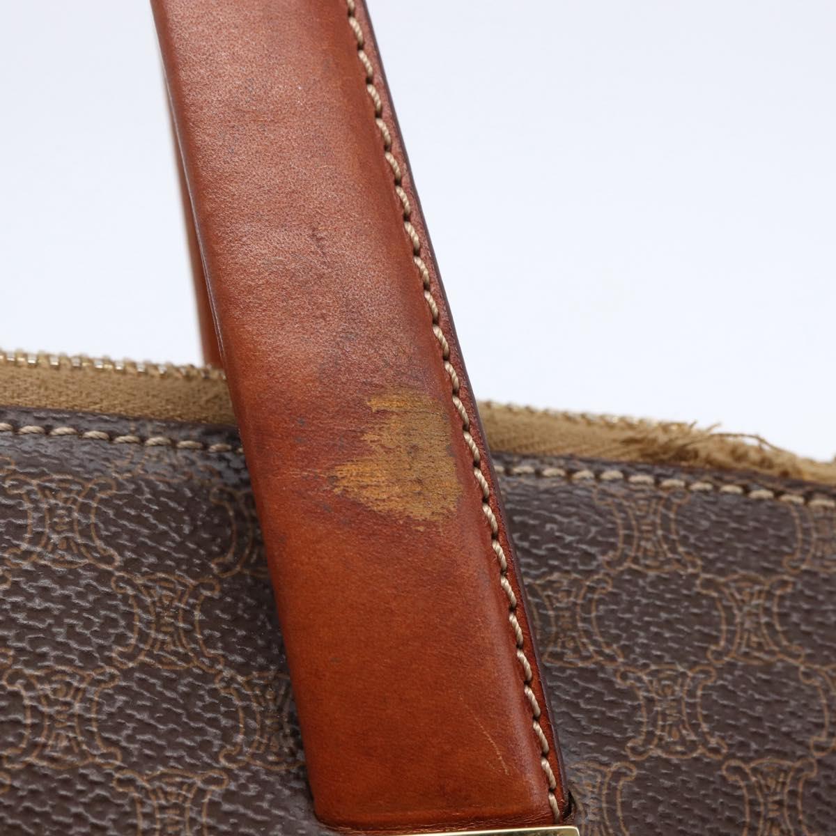 CELINE Macadam Canvas Hand Bag PVC Leather Brown Auth BA6721