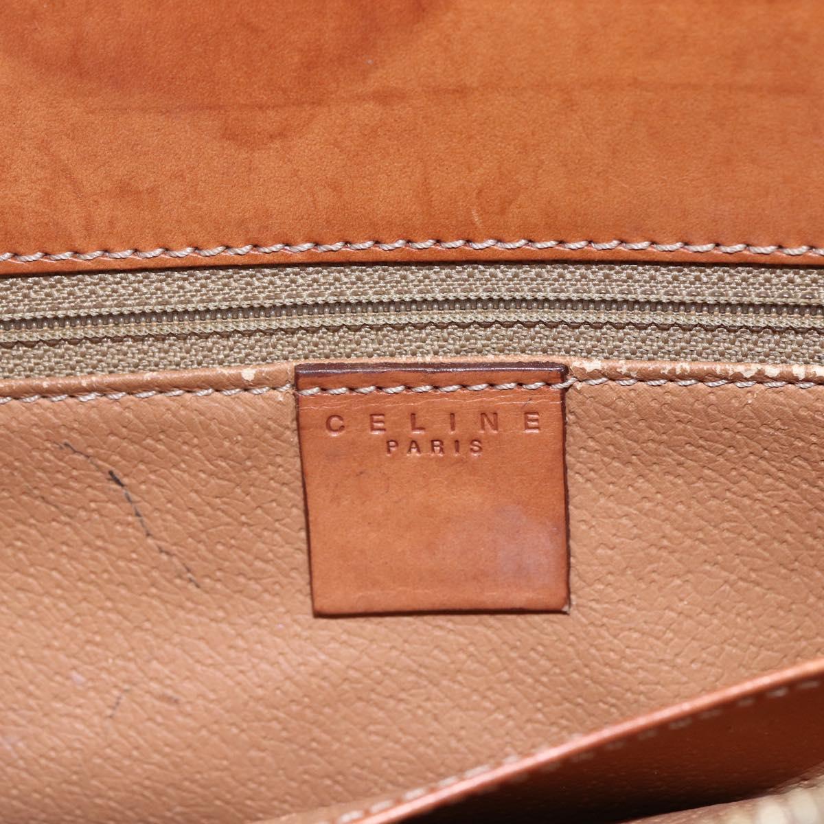 CELINE Macadam Canvas Hand Bag PVC Leather Brown Auth BA6721