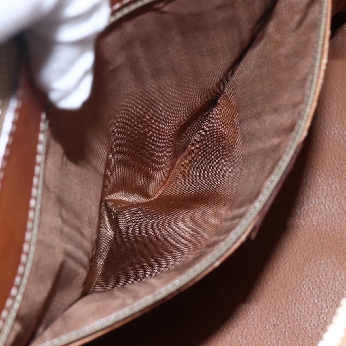 CELINE Macadam Canvas Hand Bag PVC Leather Brown Auth BA6721