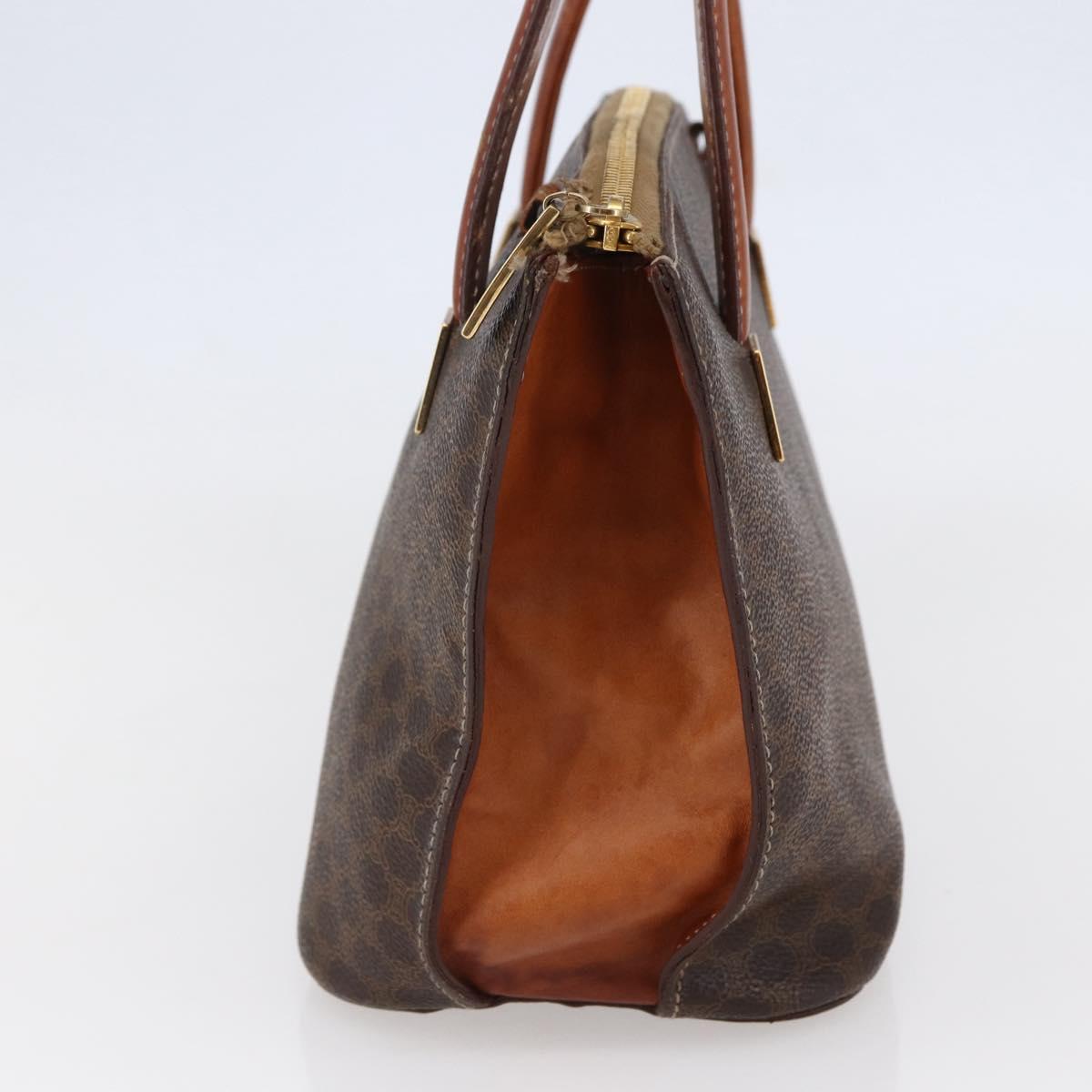 CELINE Macadam Canvas Hand Bag PVC Leather Brown Auth BA6721