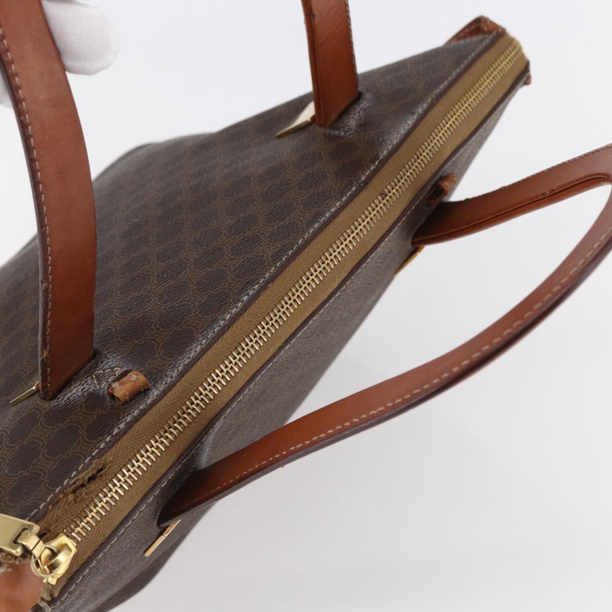 CELINE Macadam Canvas Hand Bag PVC Leather Brown Auth BA6721