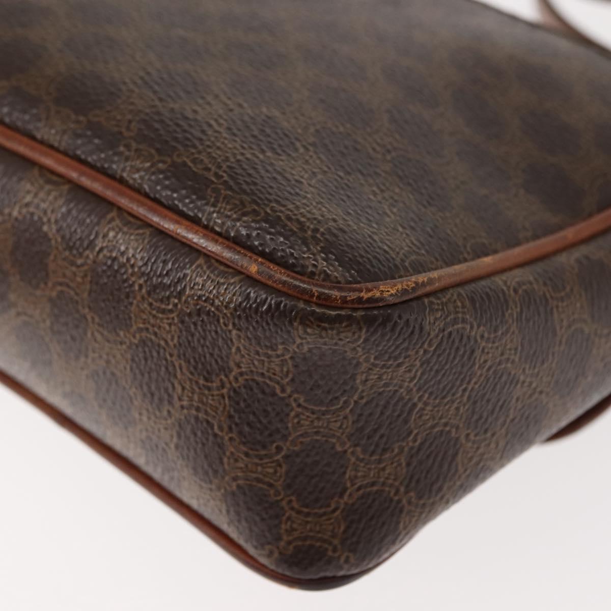 CELINE Macadam Canvas Shoulder Bag PVC Leather Brown Gold Auth BA6722