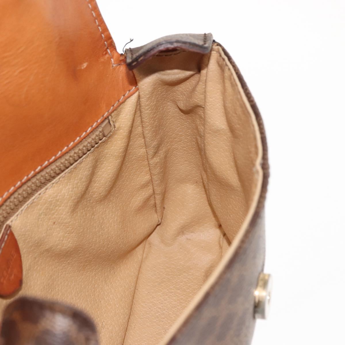 CELINE Macadam Canvas Shoulder Bag PVC Leather Brown Gold Auth BA6722