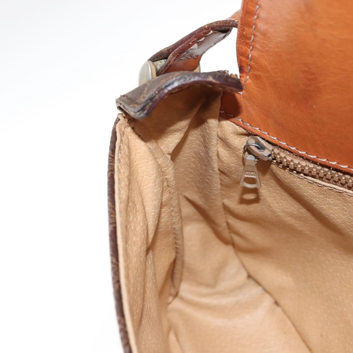 CELINE Macadam Canvas Shoulder Bag PVC Leather Brown Gold Auth BA6722