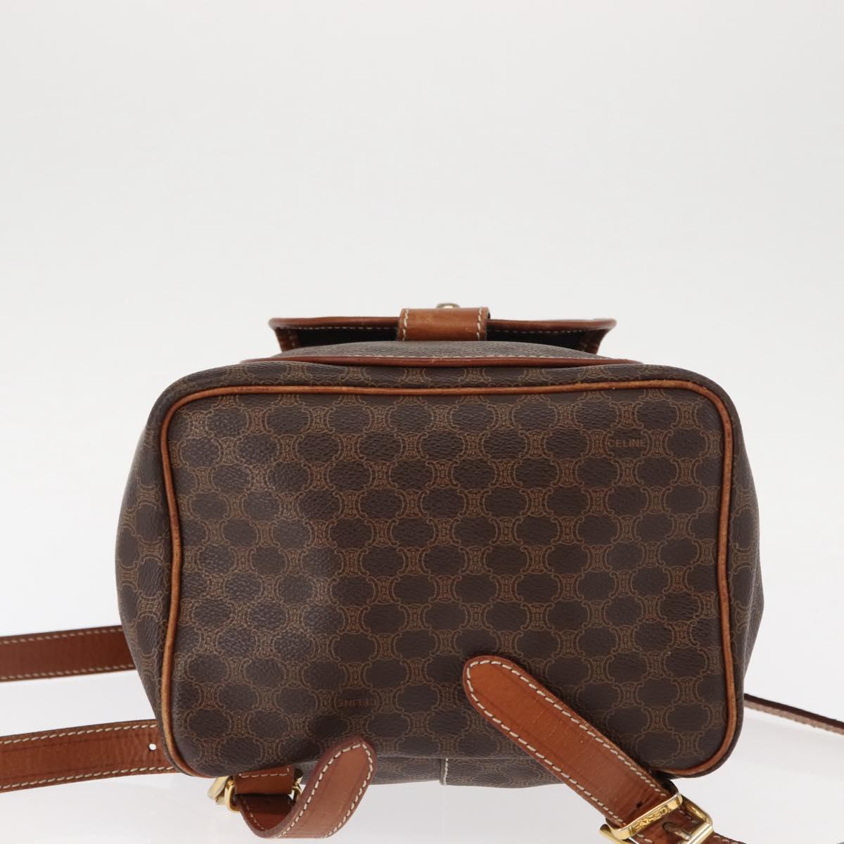 CELINE Macadam Canvas Backpack PVC Leather Brown Auth BA6723