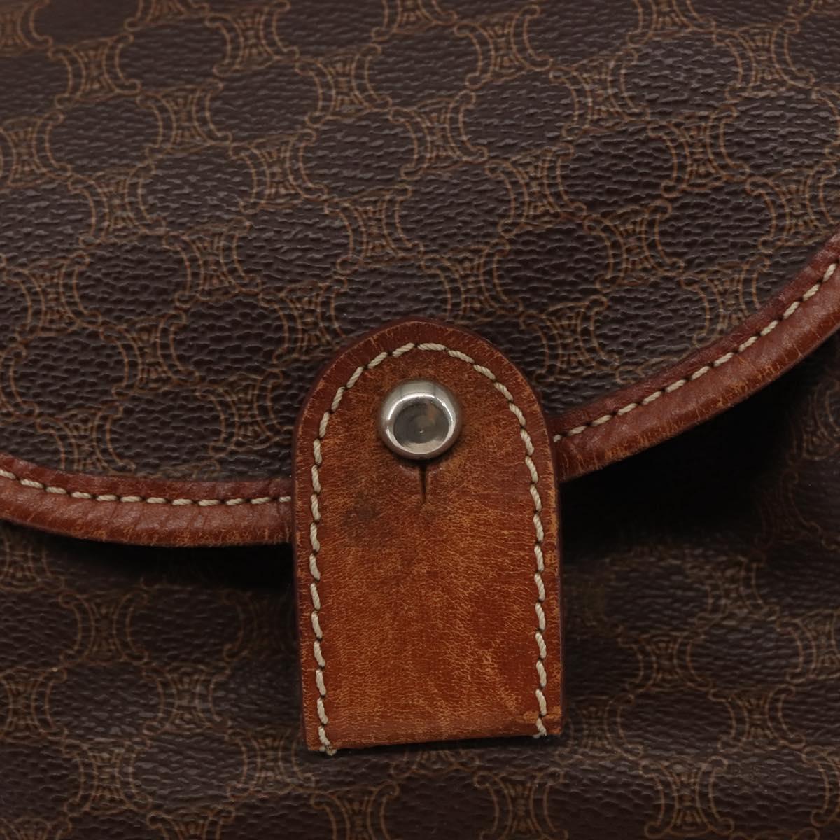 CELINE Macadam Canvas Backpack PVC Leather Brown Auth BA6723