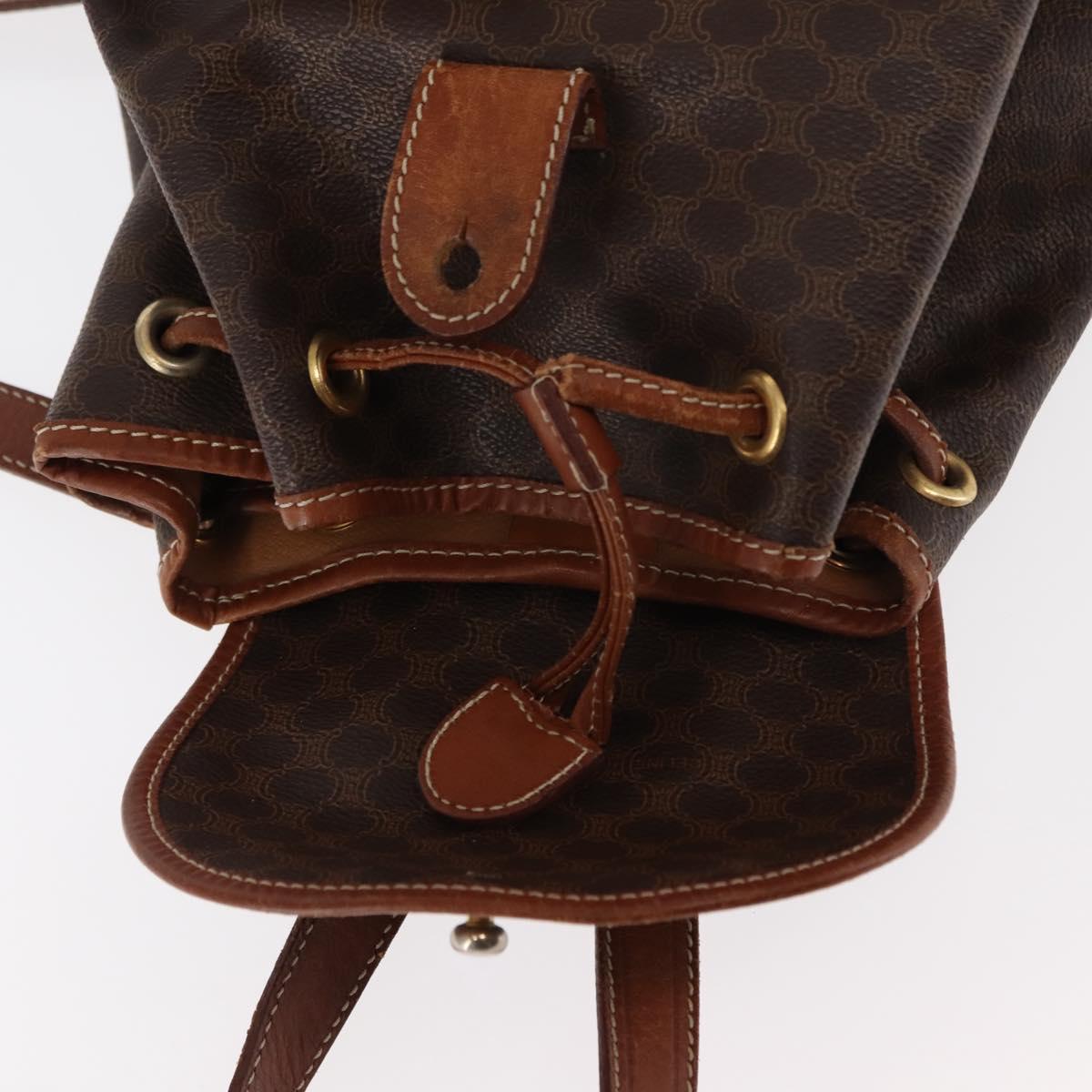CELINE Macadam Canvas Backpack PVC Leather Brown Auth BA6723