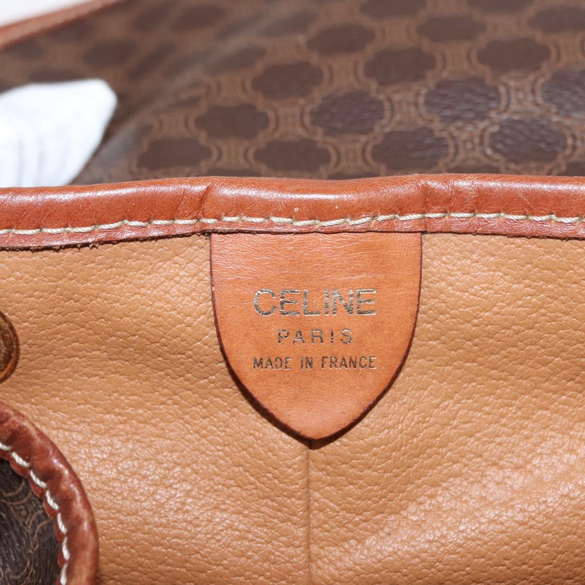 CELINE Macadam Canvas Backpack PVC Leather Brown Auth BA6723