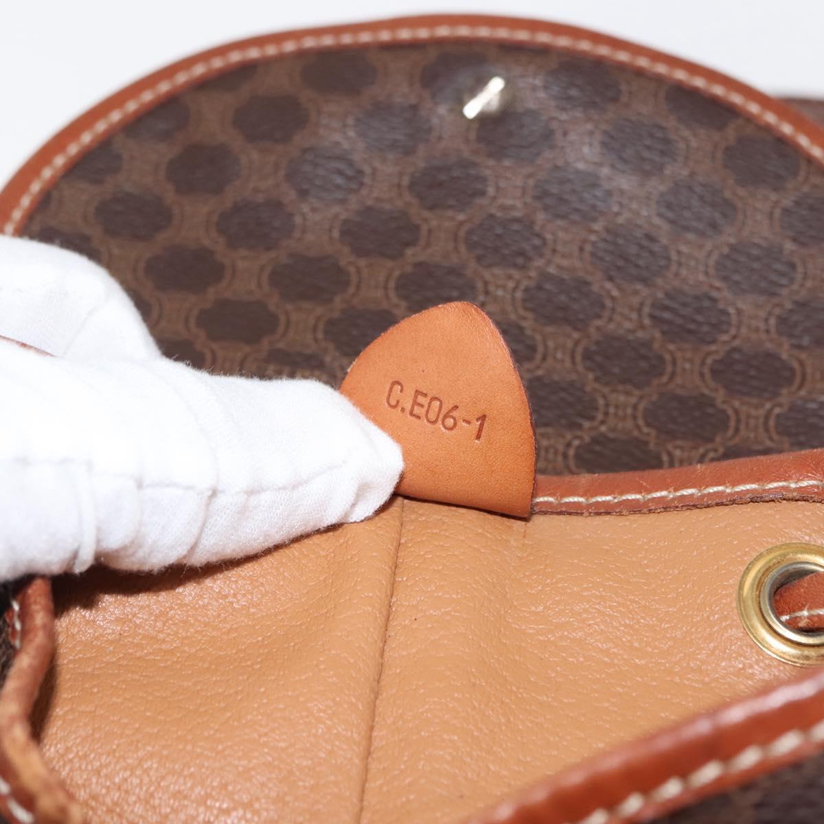 CELINE Macadam Canvas Backpack PVC Leather Brown Auth BA6723