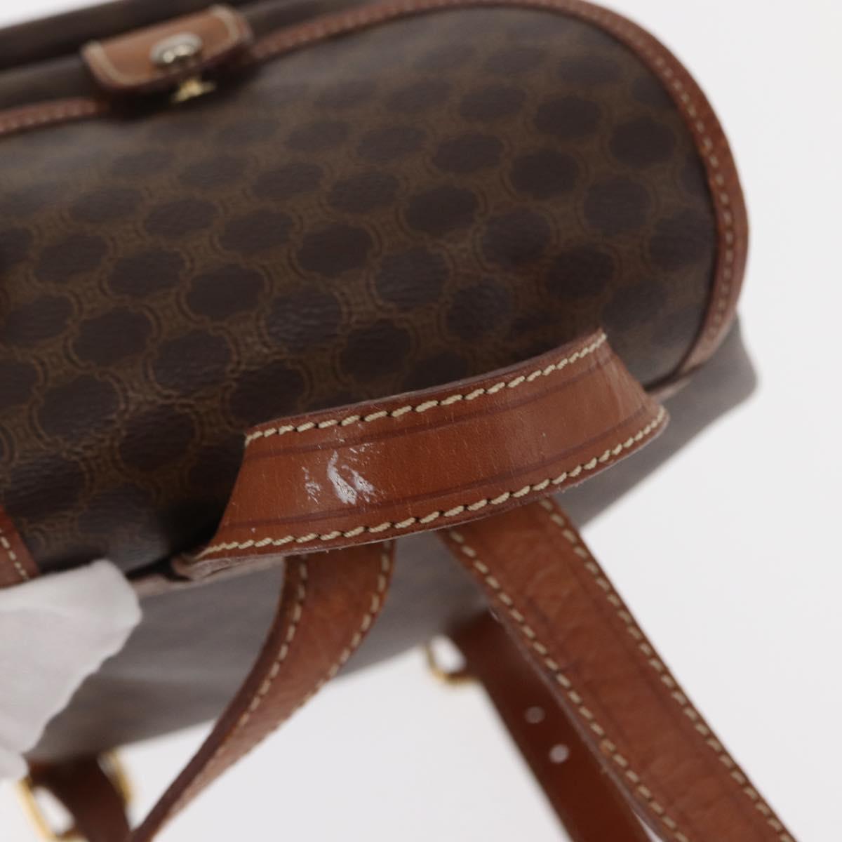 CELINE Macadam Canvas Backpack PVC Leather Brown Auth BA6723
